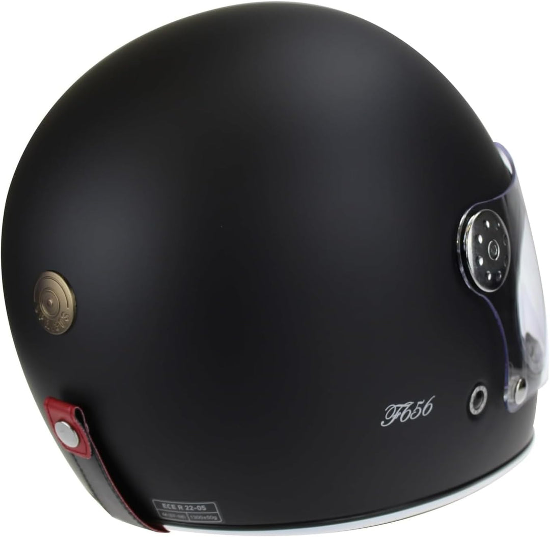 F656 Vintage Retro Full Face Motorcycle Helmets - Fibreglass Motorbike Helmets ECE Approved Crash He