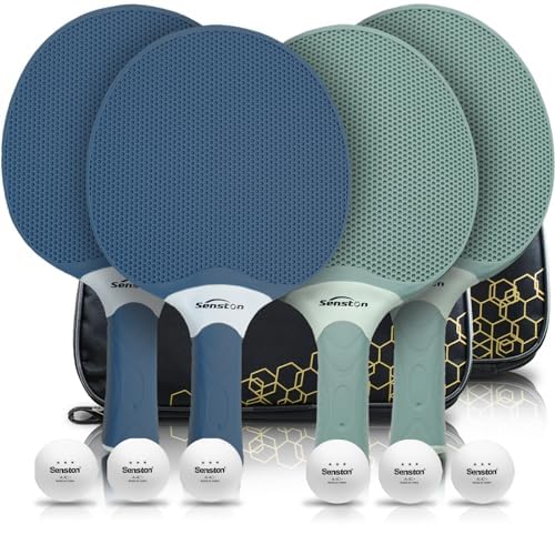 Senston Tischtennisschläger Set, professionelle Tischtennisschläger mit 3 Bällen, Ping Pong Paddel S