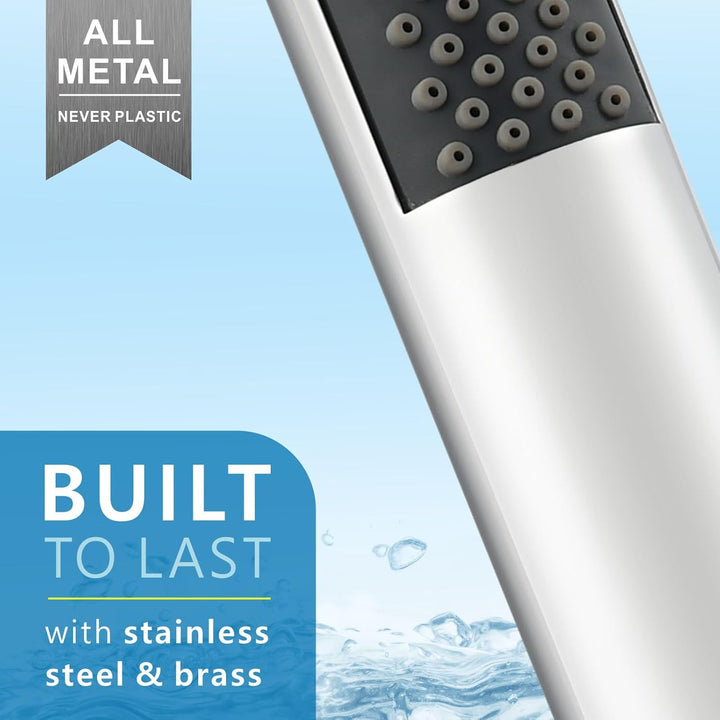 Handbrause Komplett aus Metall, Hochdruck-Duschköpfe von Voolan, Einfache Handbrause aus Chrom mit T