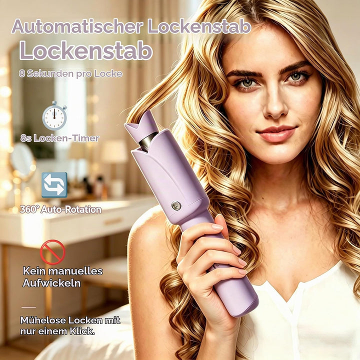 Automatischer Kabelloser Lockenstab – 8 Sek. Schnellcurl, 32mm Titan-Turmalin für Grosse Locken &amp; Bo