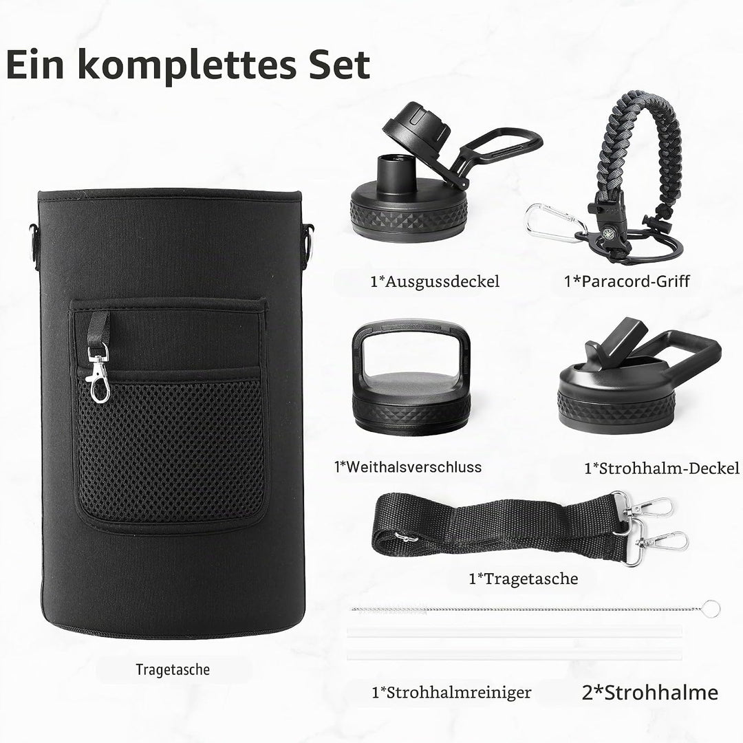 Trebo Ein Gallon Wasserflasche isoliert mit Paracord-Griff, 3.6 l Edelstahl, grosser Sportkrug in Le