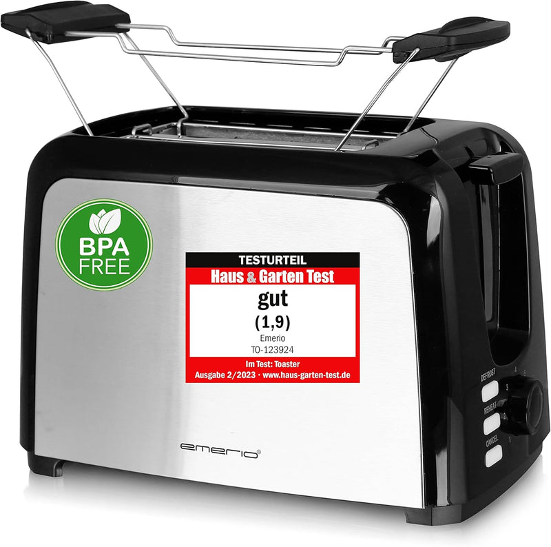 Emerio Toaster 2 extra Breiten Toastschlitzen Zentrierfunktion,herausnehmbare Krümelschublade,Abbruc