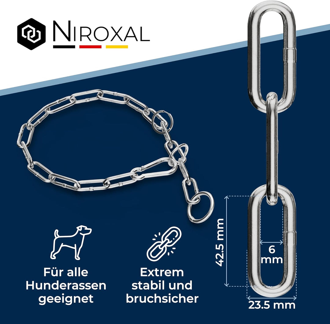 rostfreie Kombikette für Hunde - das ORIGINAL mit Zugstop - Edelstahl Hundekette Kettenhalsband lang