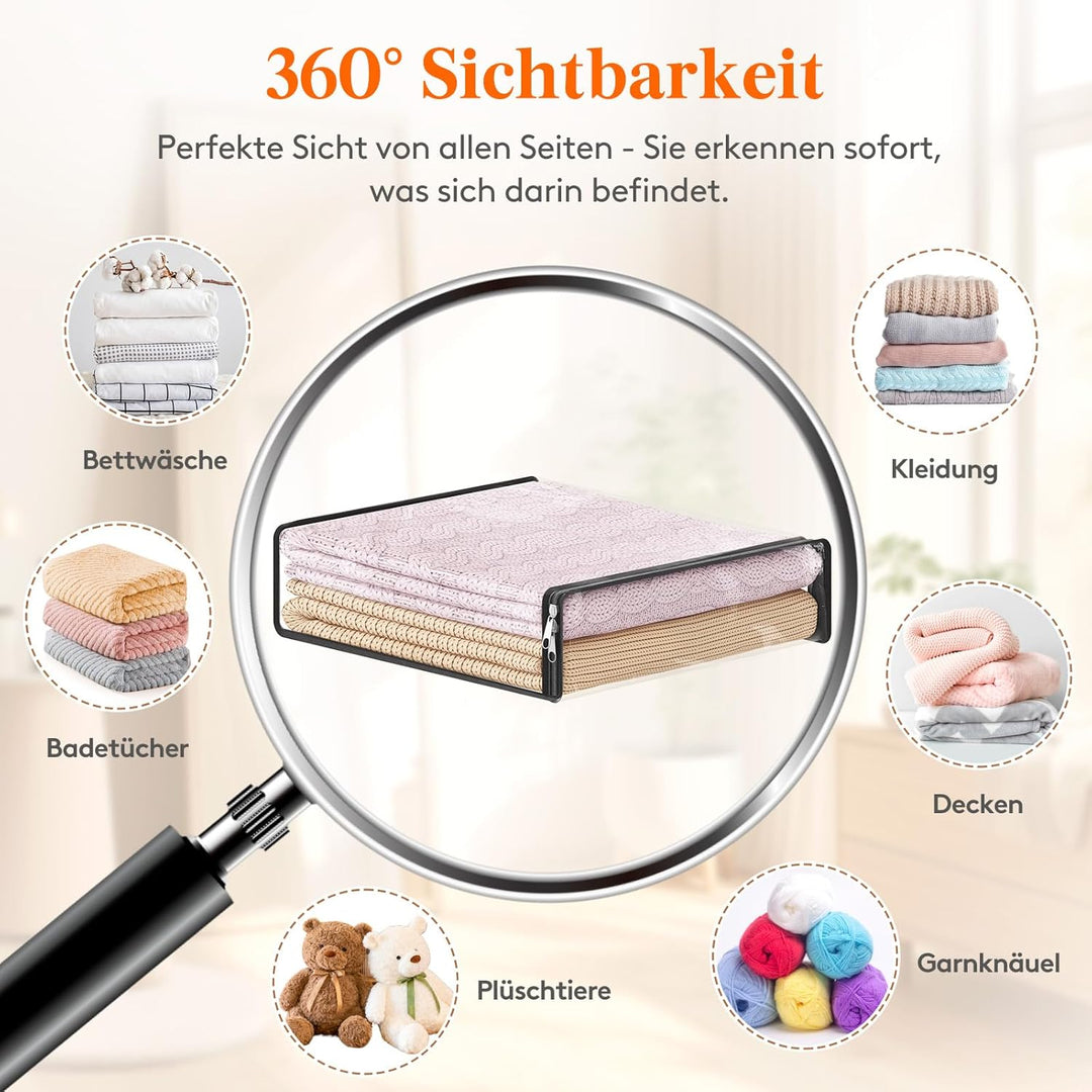 Lifewit 6er Transparente Kleideraufbewahrungsbeutel, Plastik Aufbewahrungsbeutel mit Reissverschluss