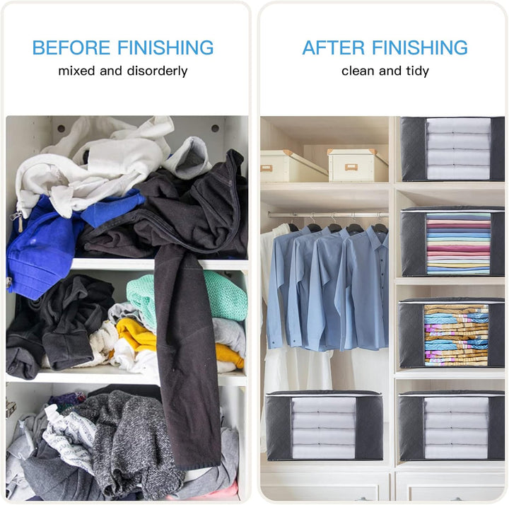Withosent 5 Stück 90L Grosse Aufbewahrungstasche Schrank Organizer Set, Faltbar Kleideraufbewahrung