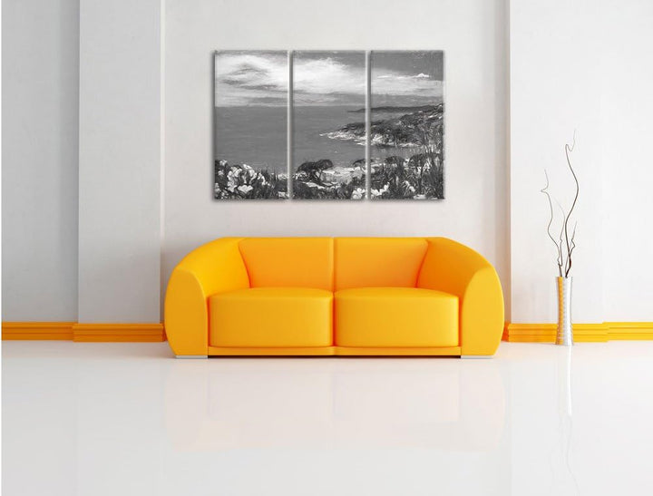 Pixxprint Panorama an der Toskana / 3-Teilig/Gesamtmass 120cm Leinwandbild bespannt auf Holzrahmen/W