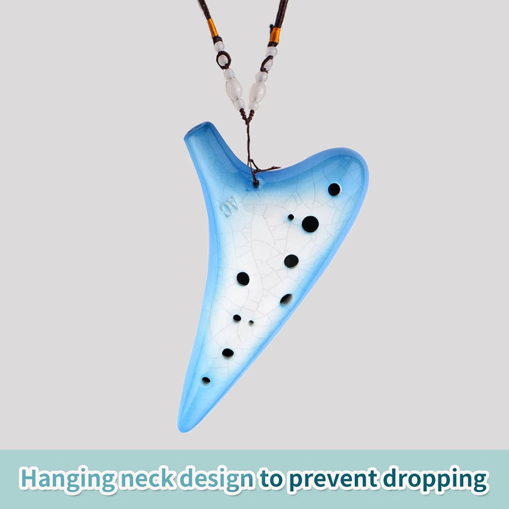 AFE 12 Loch Alto C Okarina Keramik Ocarina mit einer schützenden Tasche und Songbooks Gradient Blue,