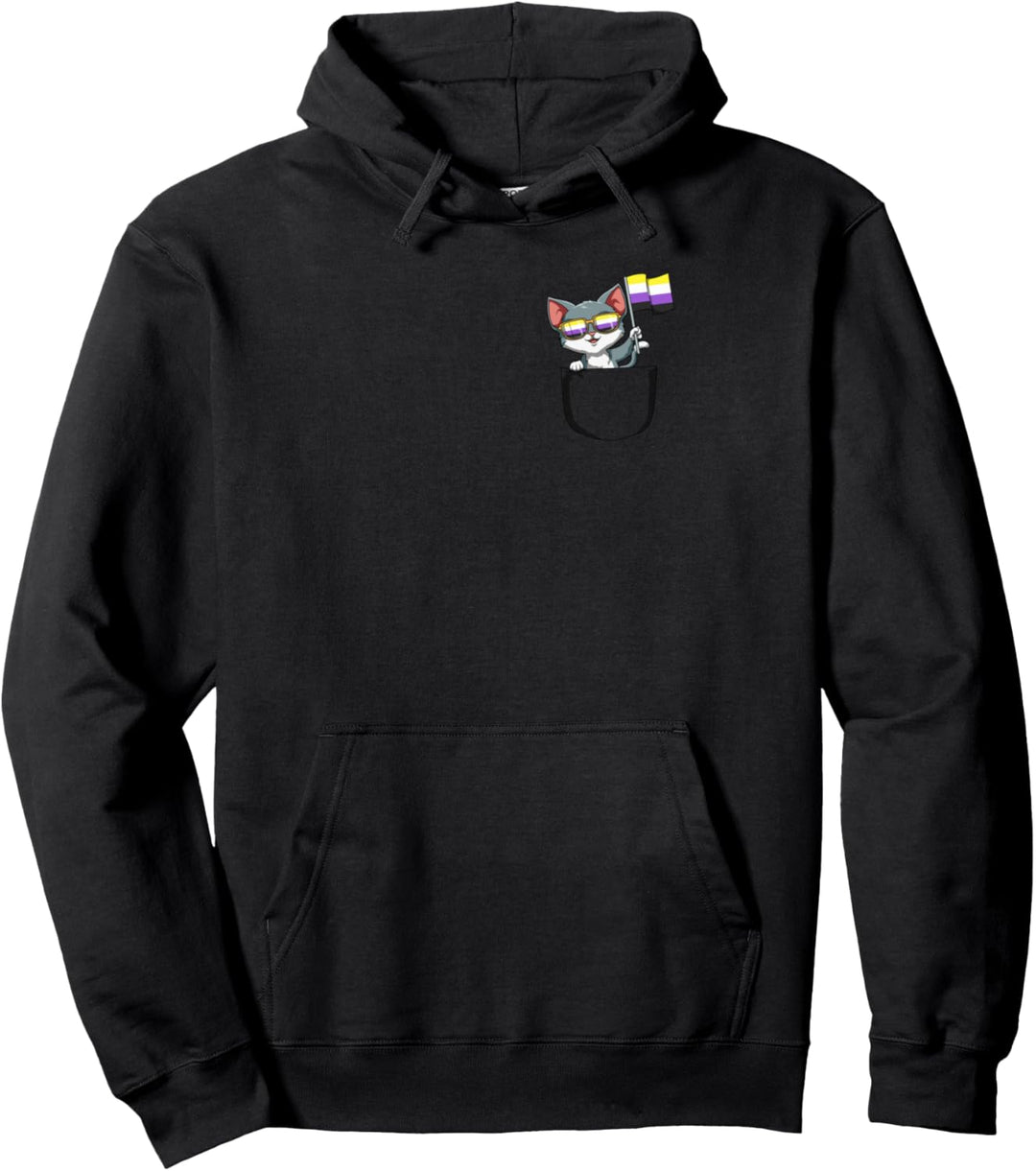 Nichtbinäre Stolz Flagge Katze Tasche Pullover Hoodie