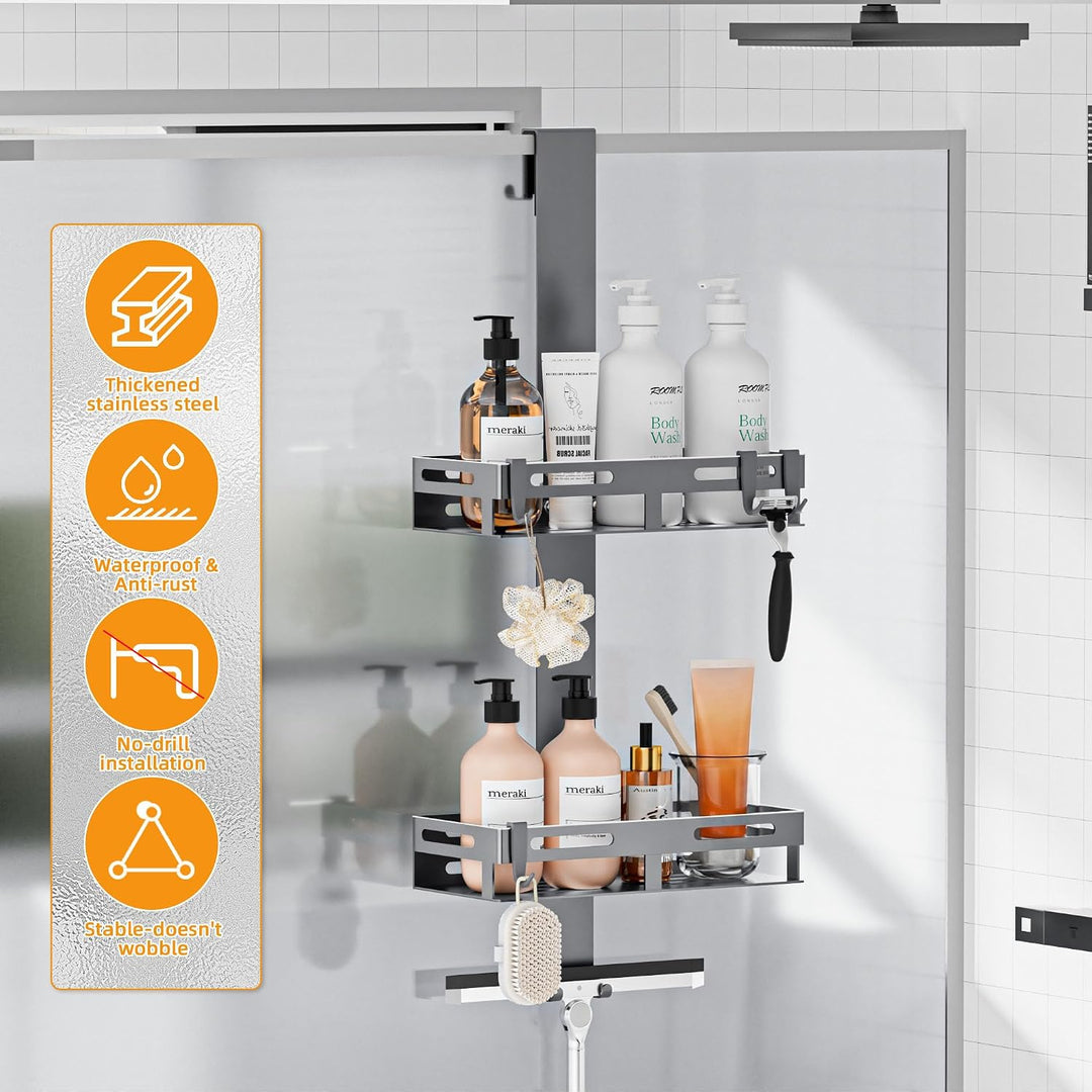 Wisfame Duschablage zum Hängen, Duschregal Ohne Bohren für Glastür, Shampoo Halterung für Dusche, Du