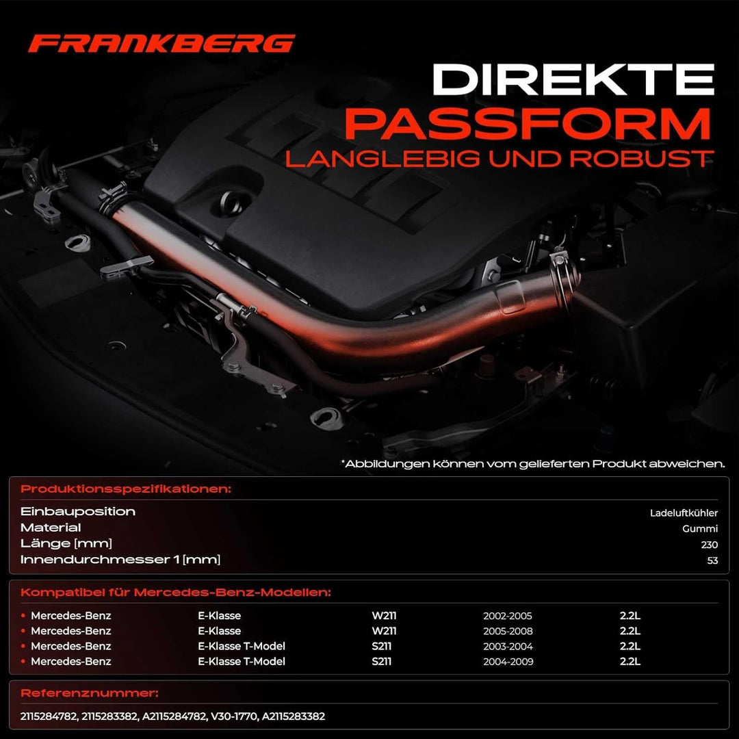 Ladeluftschlauch Turboschlauch mit Dichtungen für E-Klasse W211 E-Klasse T-Model S211 E220 2002-2009