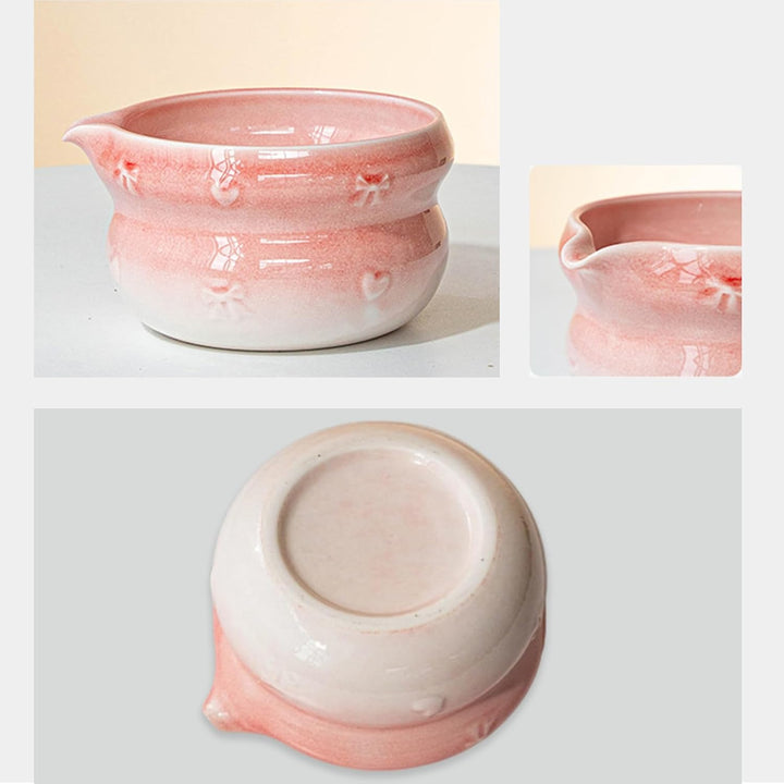 Nideen Matcha Set Rosa 8-teilig mit Schale, Besen, Löffel, Sieb & Zubehör – Traditionelles Matcha Te