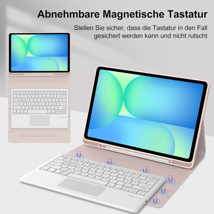 Tastatur für Samsung Galaxy Tab S10 FE+ Plus 13.1 Zoll 2025 mit Touchpad, Hülle mit Tastatur für Tab