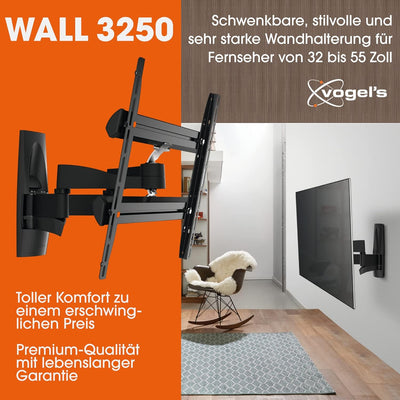 Vogel's WALL 3250 schwenkbare TV Wandhalterung für 32-55 Zoll Fernseher, max. 35 kg, schwenkbar bis