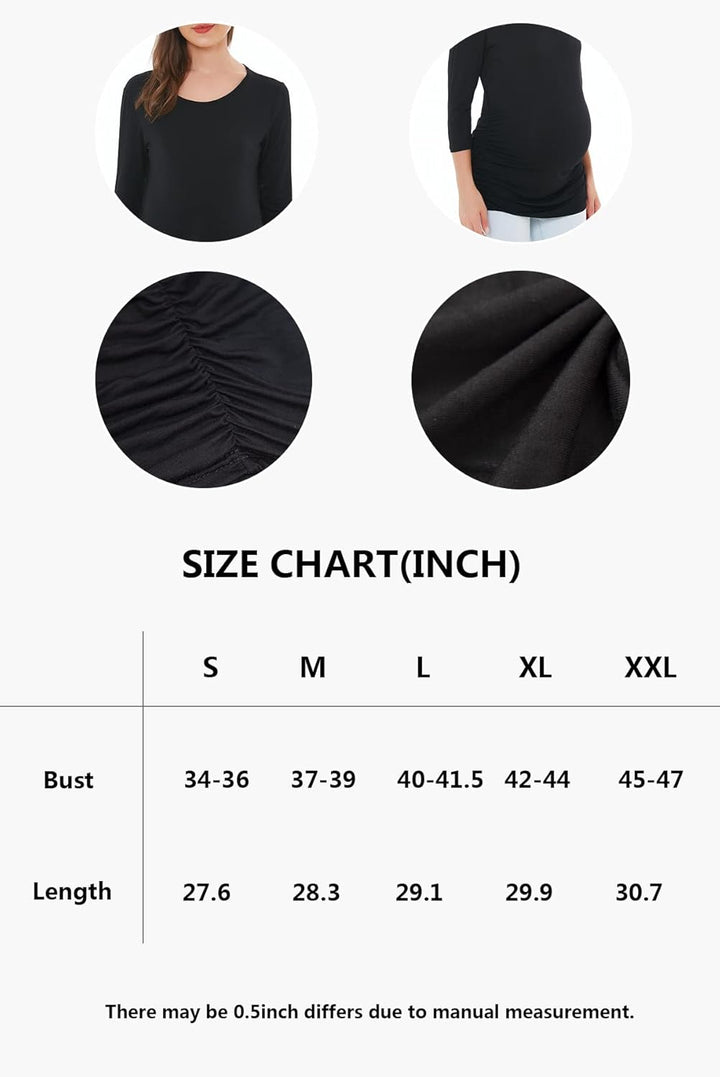 Smallshow Damen Schwanger Mutterschaft Oberteile 3/4 Ärmel Umstandsshirts Schwangere Tops Schwangers
