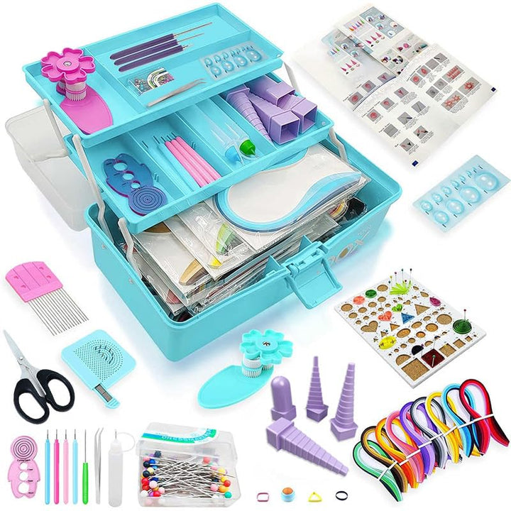 Quilling-Set, Quilling-Werkzeuge, Papier-Quilling-Set mit Aufbewahrungsbox Blaue Box, Blaue Box