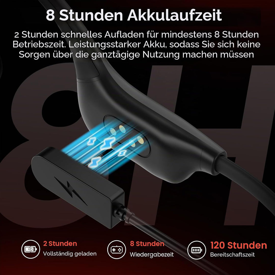 IFECCO Knochenschall Kopfhörer Schwimmen Bluetooth 6.0 - IP68 wasserdichte Open Ear KopfhöRer mit MP