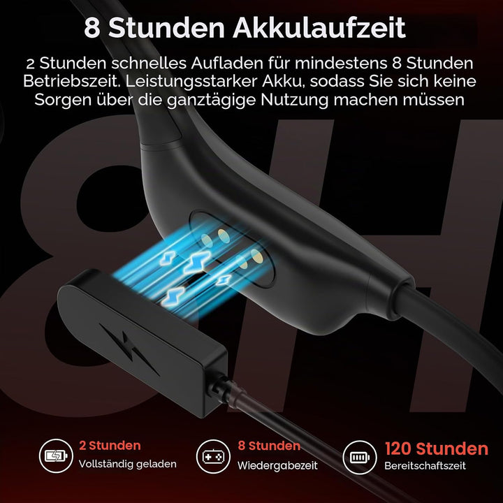 IFECCO Knochenschall Kopfhörer Schwimmen Bluetooth 6.0 - IP68 wasserdichte Open Ear KopfhöRer mit MP