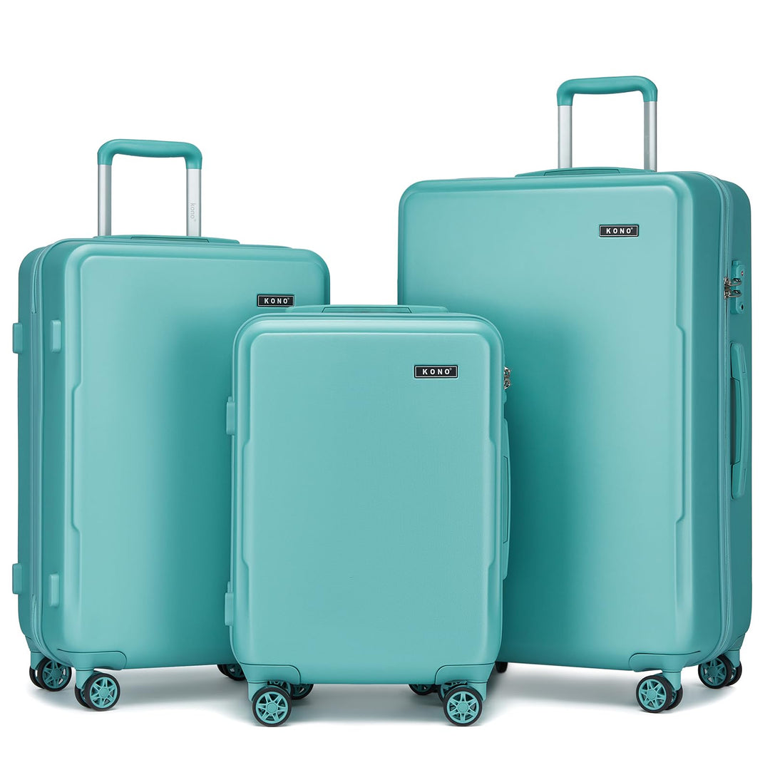 KONO Kofferset 3 Teilig Hartschale Leicht ABS+PC Koffer Handgepäck/Mittelgross/Gross Reisekofferset