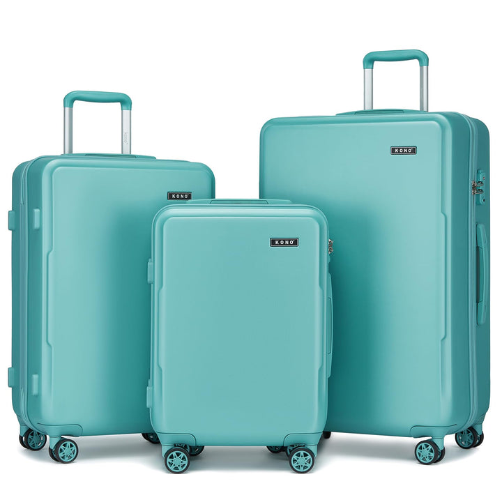 KONO Kofferset 3 Teilig Hartschale Leicht ABS+PC Koffer Handgepäck/Mittelgross/Gross Reisekofferset
