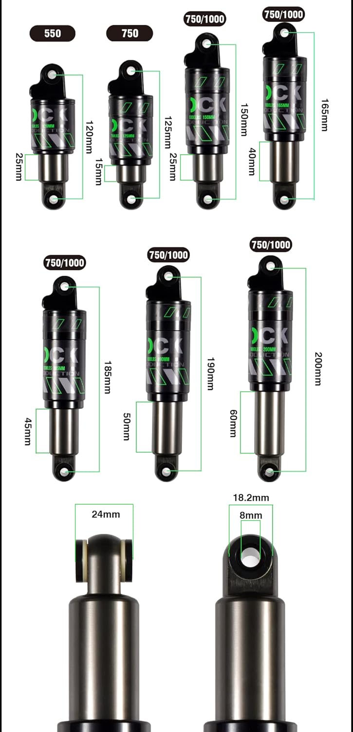 Chooee Fahrrad Stossdämpfer hinten 120mm 125mm 150mm 165mm 185mm 190mm 200mm Mountainbike Dämpfer Hi