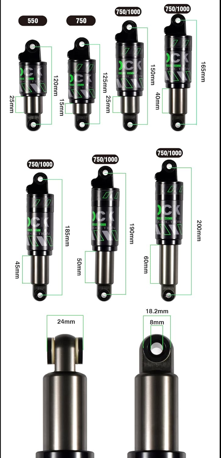 Chooee Fahrrad Stossdämpfer hinten 120mm 125mm 150mm 165mm 185mm 190mm 200mm Mountainbike Dämpfer Hi