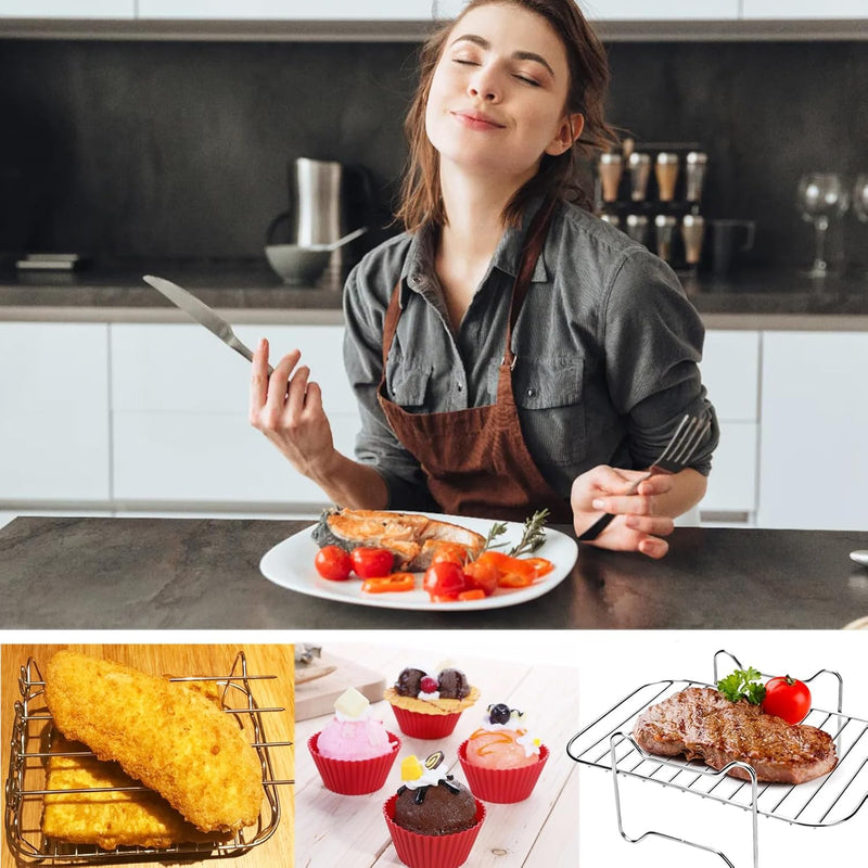 Dual Zone Heissluftfritteusen Zubehör, Airfryer Zubehörset Mit Silikonform Pot Kompatibel für Ninja