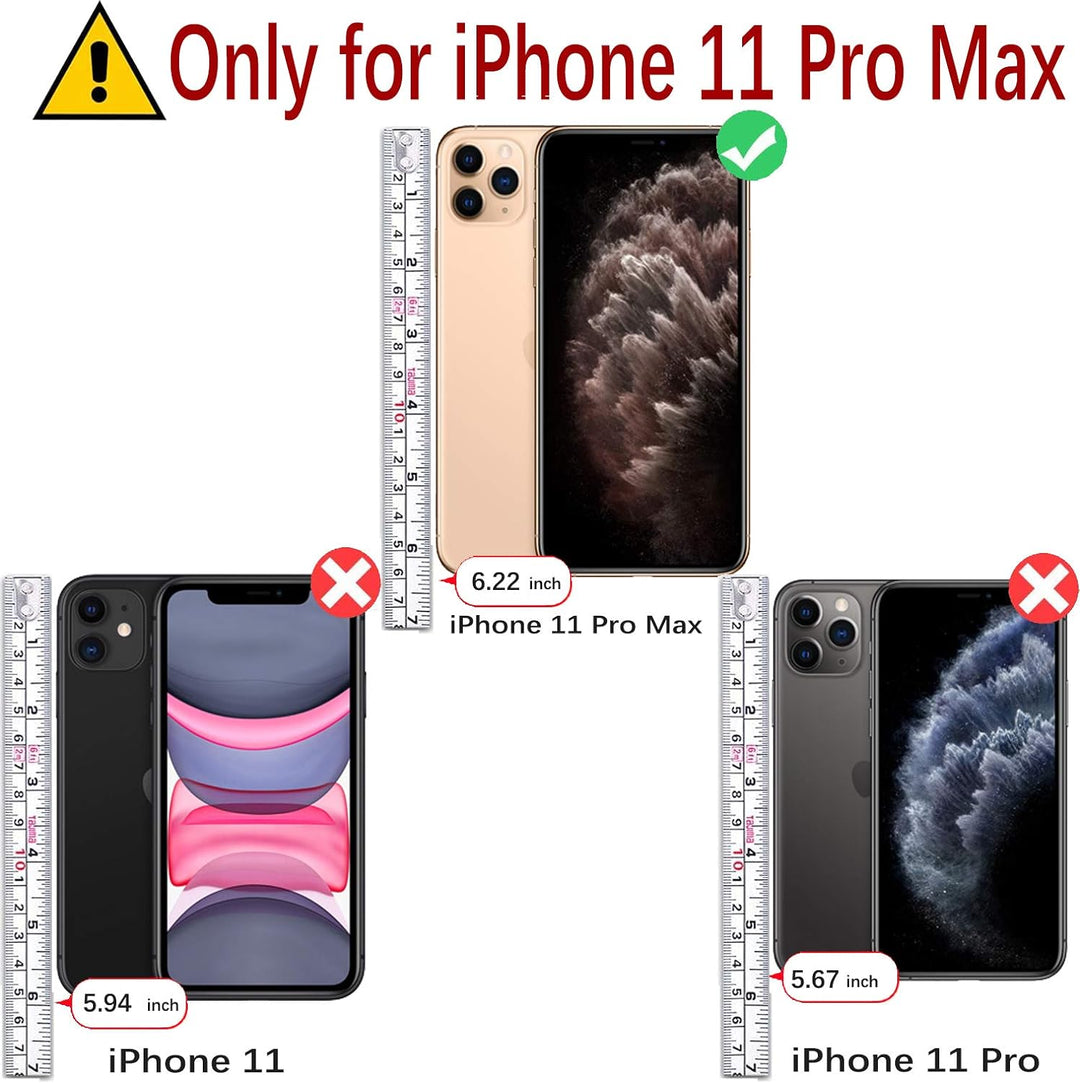 MONASAY Hülle Fit für iPhone 11 Pro Max Handyhülle 6.5 Zoll,[Schutzglas][Kartenfach][Standfunktion][