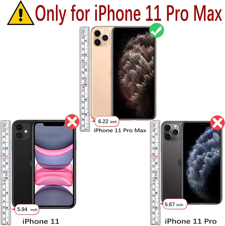 MONASAY Hülle Fit für iPhone 11 Pro Max Handyhülle 6.5 Zoll,[Schutzglas][Kartenfach][Standfunktion][