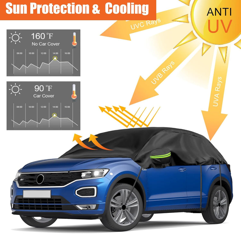 Autoabdeckung Wasserdicht Ersatz für VW T-ROC 2017-2024, Sonnenfest Hälfte Autoabdeckung, Halbgarage