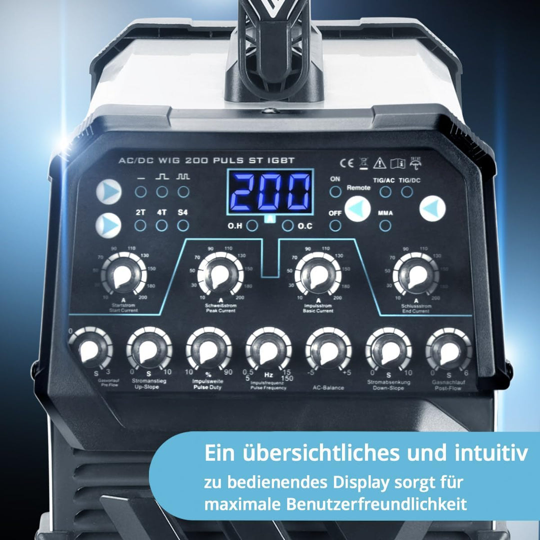 STAHLWERK AC/DC WIG 200 Puls ST Schweissgerät mit 200 Ampere WIG MMA viele Schweissparameter einstel