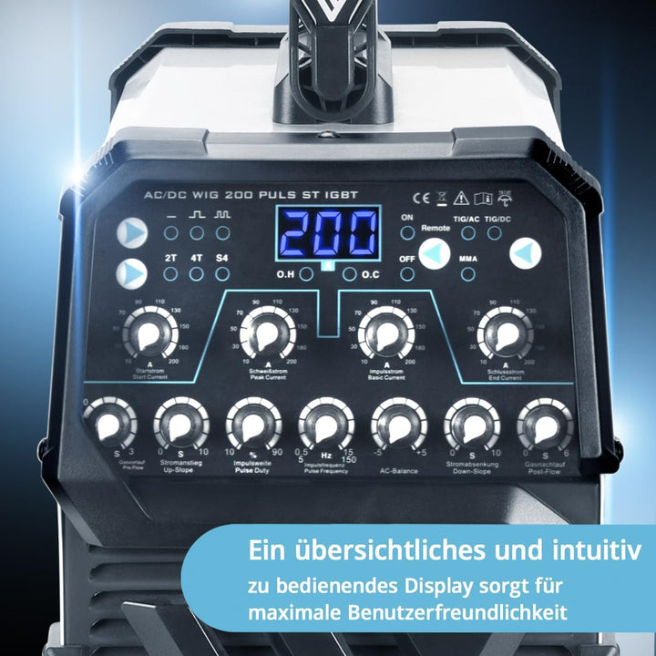 STAHLWERK AC/DC WIG 200 Puls ST Schweissgerät mit 200 Ampere WIG MMA viele Schweissparameter einstel