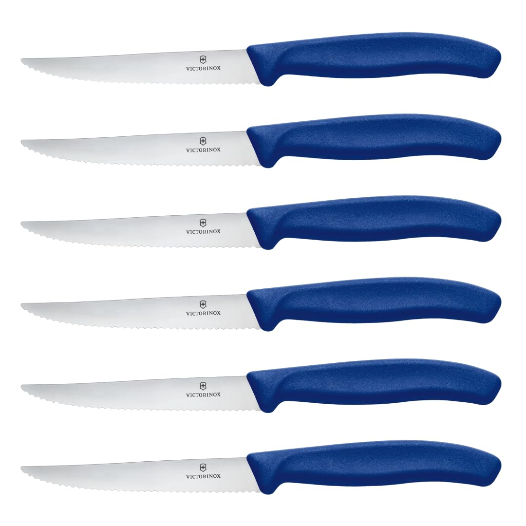 Victorinox, Swiss Classic, Profi Steakmesser-Set, 6-teilig, Extra Scharfe Klinge, Wellenschliff, 11