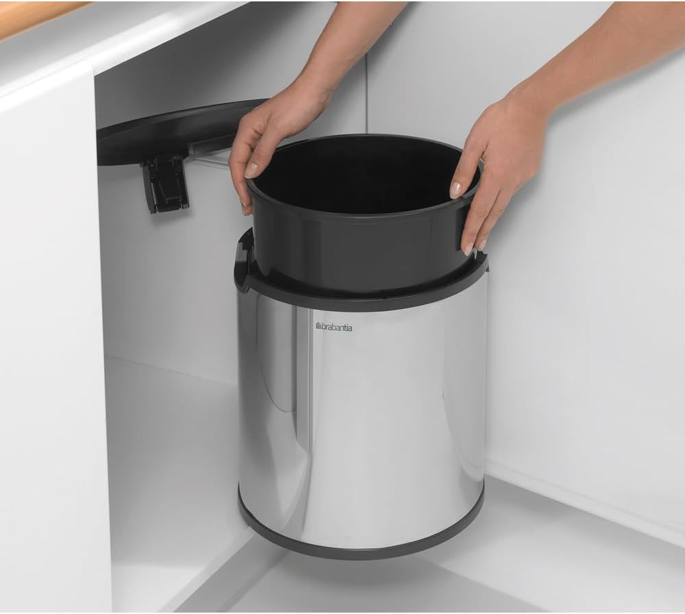 Brabantia 262203 Einbaueimer Built in bin 15 L brilliant steel, Brilliant Steel