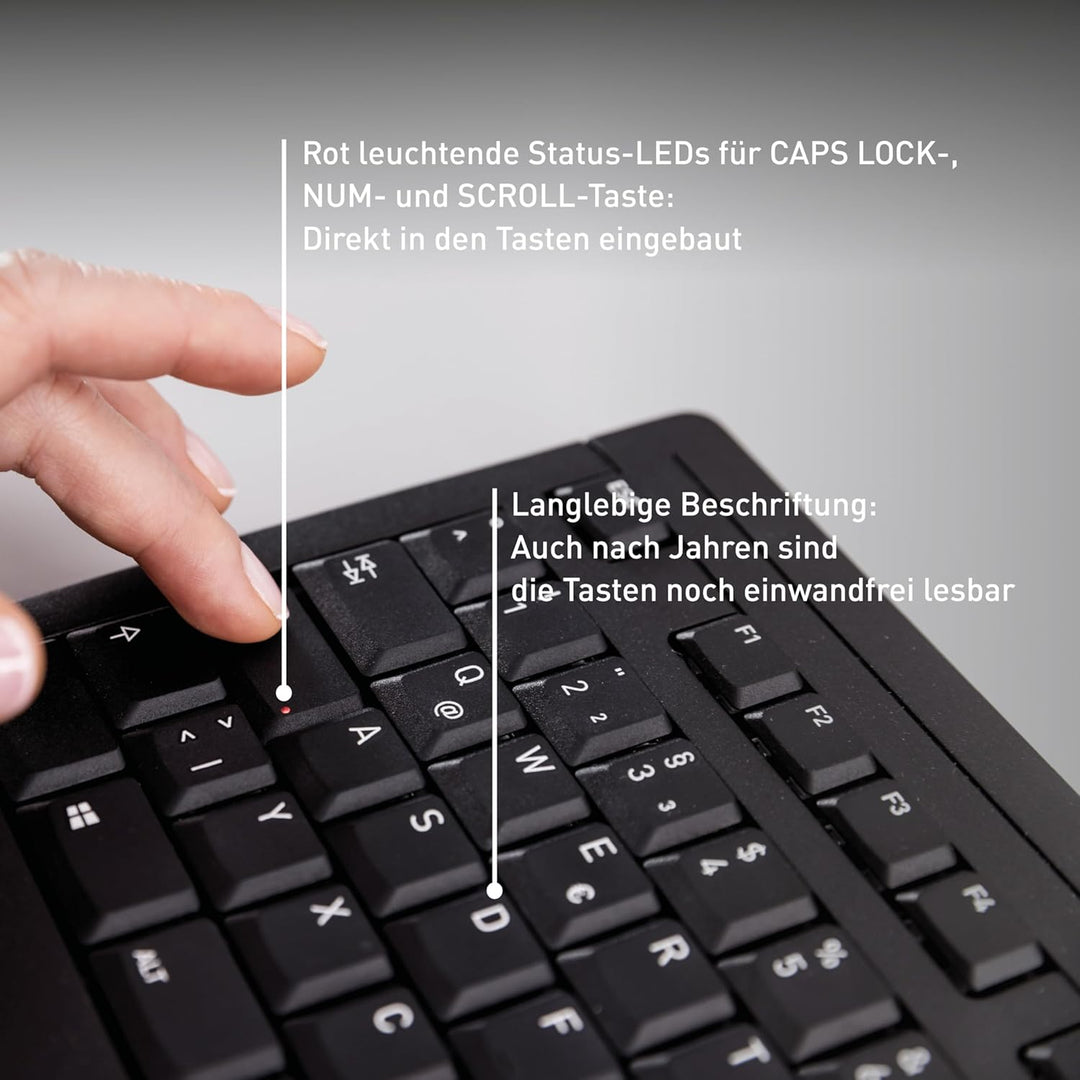 CHERRY STREAM KEYBOARD, Wired Keyboard, German Layout (QWERTZ), Whisper-Quiet Keystrokes, Unique Typ