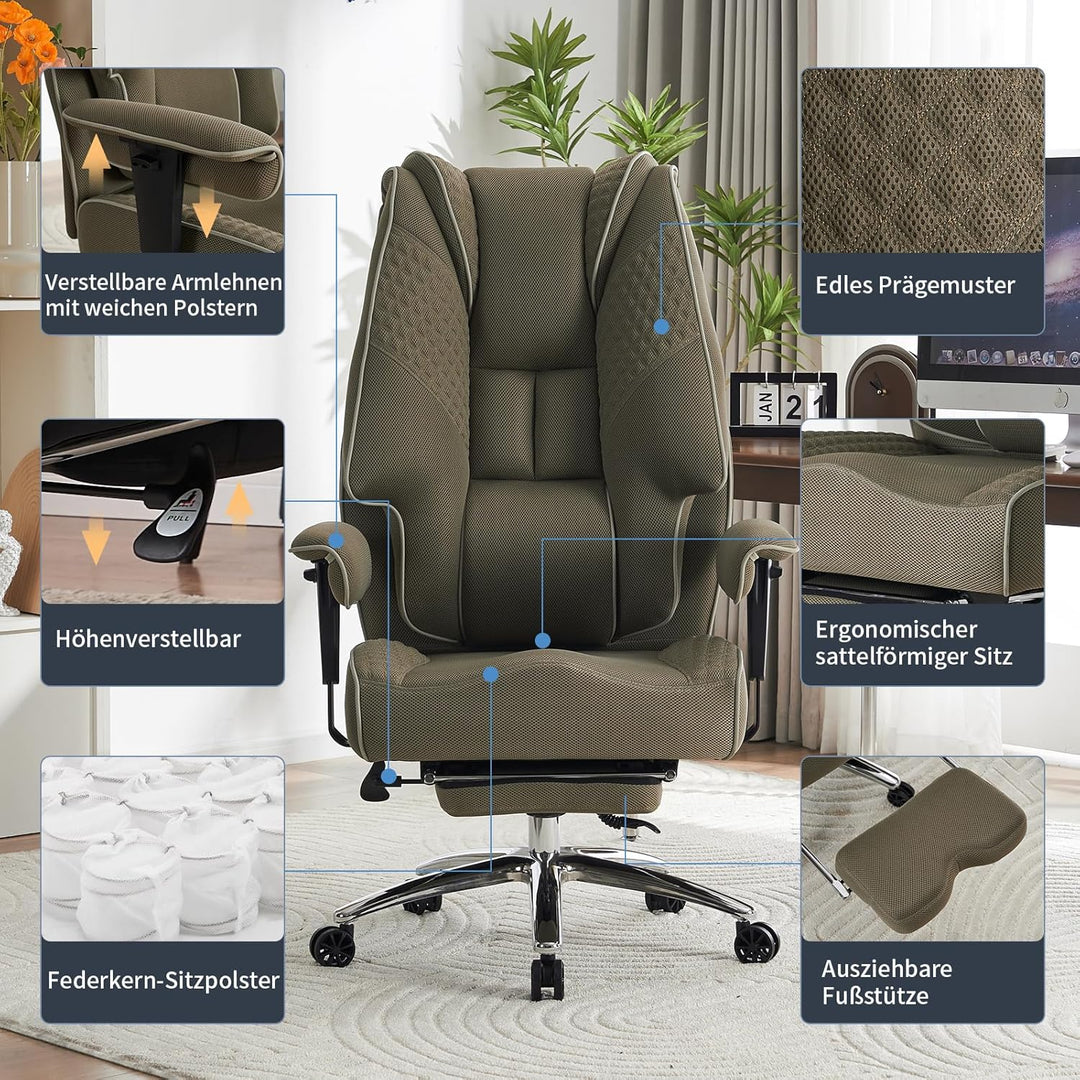 Ergonomischer Mesh-Bürostuhl – Executive Drehstuhl mit verstellbaren Armlehnen, Formschaum- & Tasche