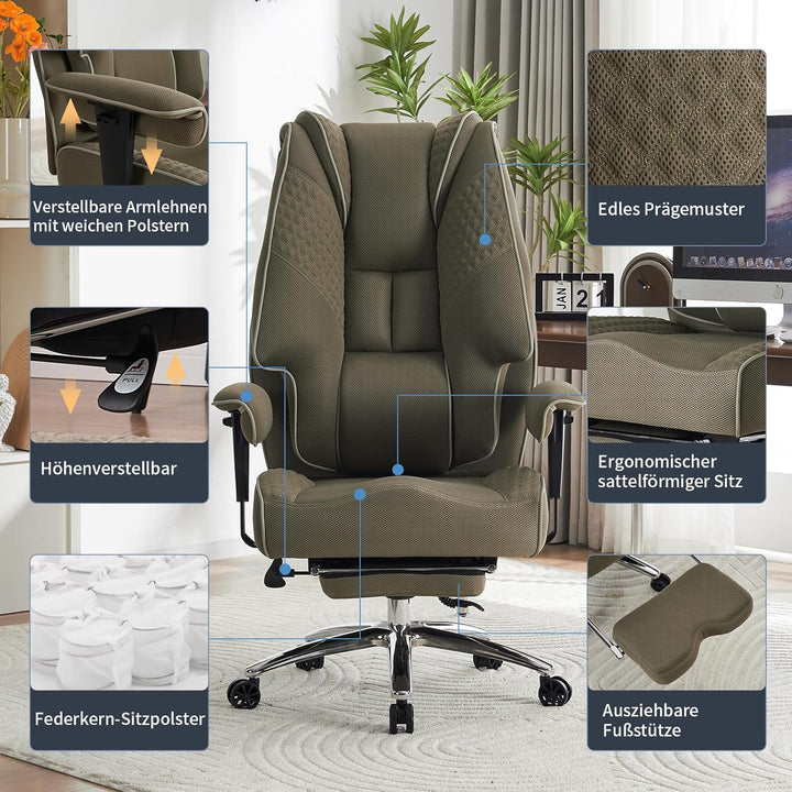 Ergonomischer Mesh-Bürostuhl – Executive Drehstuhl mit verstellbaren Armlehnen, Formschaum- & Tasche