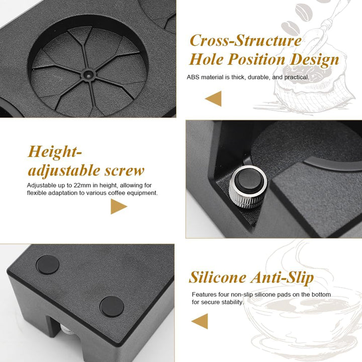 Tamperstation 51–58 mm für Siebträger, Höhenverstellbare Espresso Tamper Station aus ABS, rutschfest