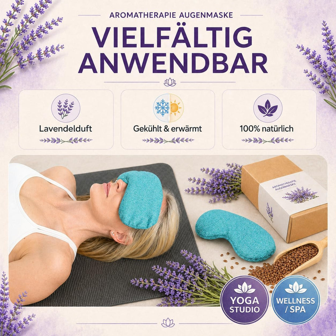 Augenkissen mit Leinsamen &amp; Lavendel Füllung I Waschbarer Baumwollbezug I Augenmaske zur Entspannung