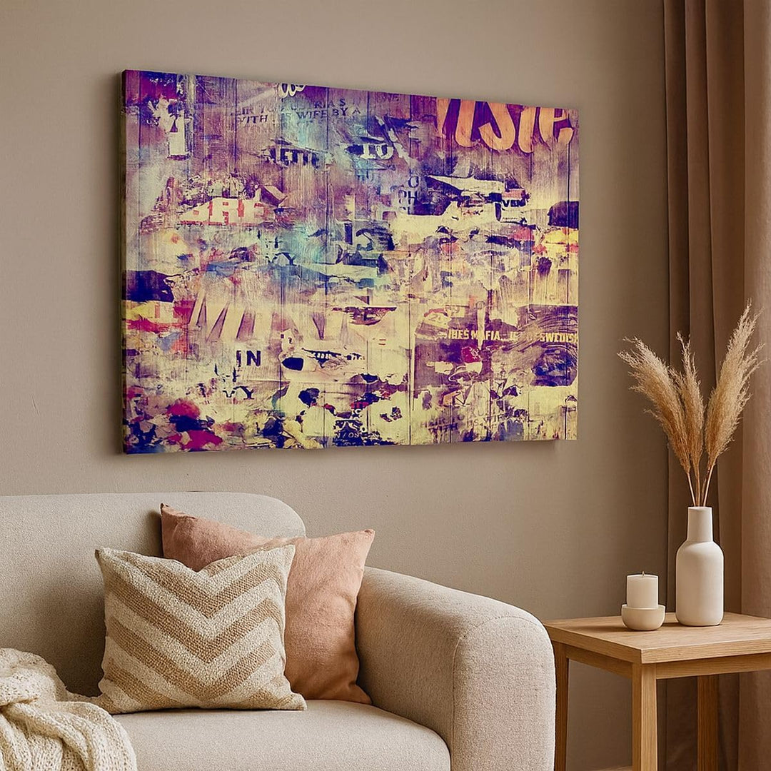 Bilder auf Leinwand 100x70cm Leinwandbild mit Rahmen Graffiti modern Gross Wanddeko Bild Schlafzimme