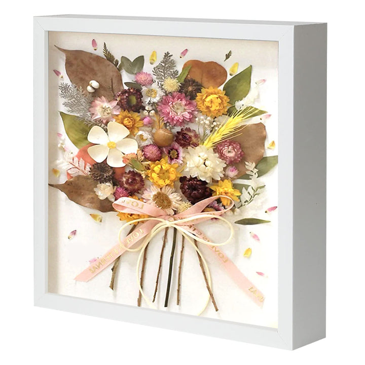 Muzilife 3D Bilderrahmen zum Befüllen mit Glasscheibe, 32x32 cm-Tiefer Holz Rahmen Weiss, Objektrahm