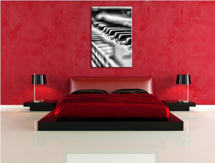 Pixxprint Elegantes Klavier als Leinwandbild/Grösse: 100x70 cm/Wandbild/Kunstdruck/fertig bespannt,