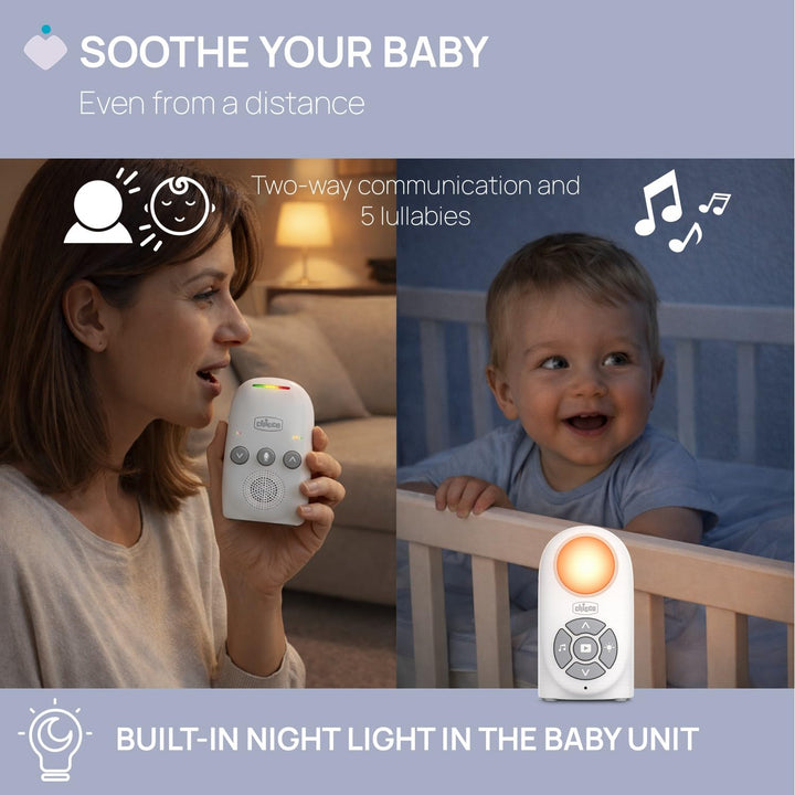 Chicco Audio Babyphone Digital mit DECT-Technologie, sichere Verbindung und Störungsfreiheit, bidire