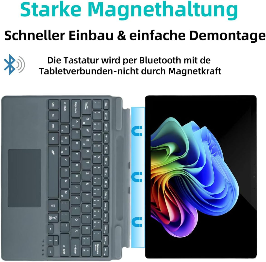 Deutsche QWERTZ Layout Tastatur für Microsoft Surface Pro 11/10 / 9/8 / X, 13 Zoll - Ultraflaches, b
