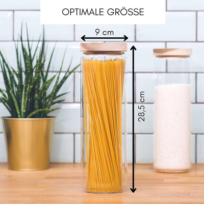 Econovo® Vorratsgläser mit Deckel Set 1500ml (2-teilig) aus Borosilikatglas, stapelbar und luftdicht