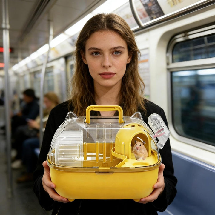Hamster-Reisetasche, tragbare Transportbox, Reise-Hamsterkäfig, für Kaninchen, Nagetiere, Eidechsen,