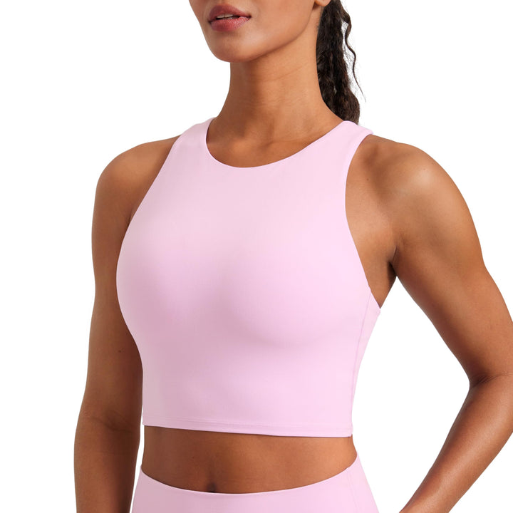 CRZ YOGA Damen Butterluxe Racerback Sport BH Gepolstert Ohne Bügel Crop Tops Longline Yoga Tank Top