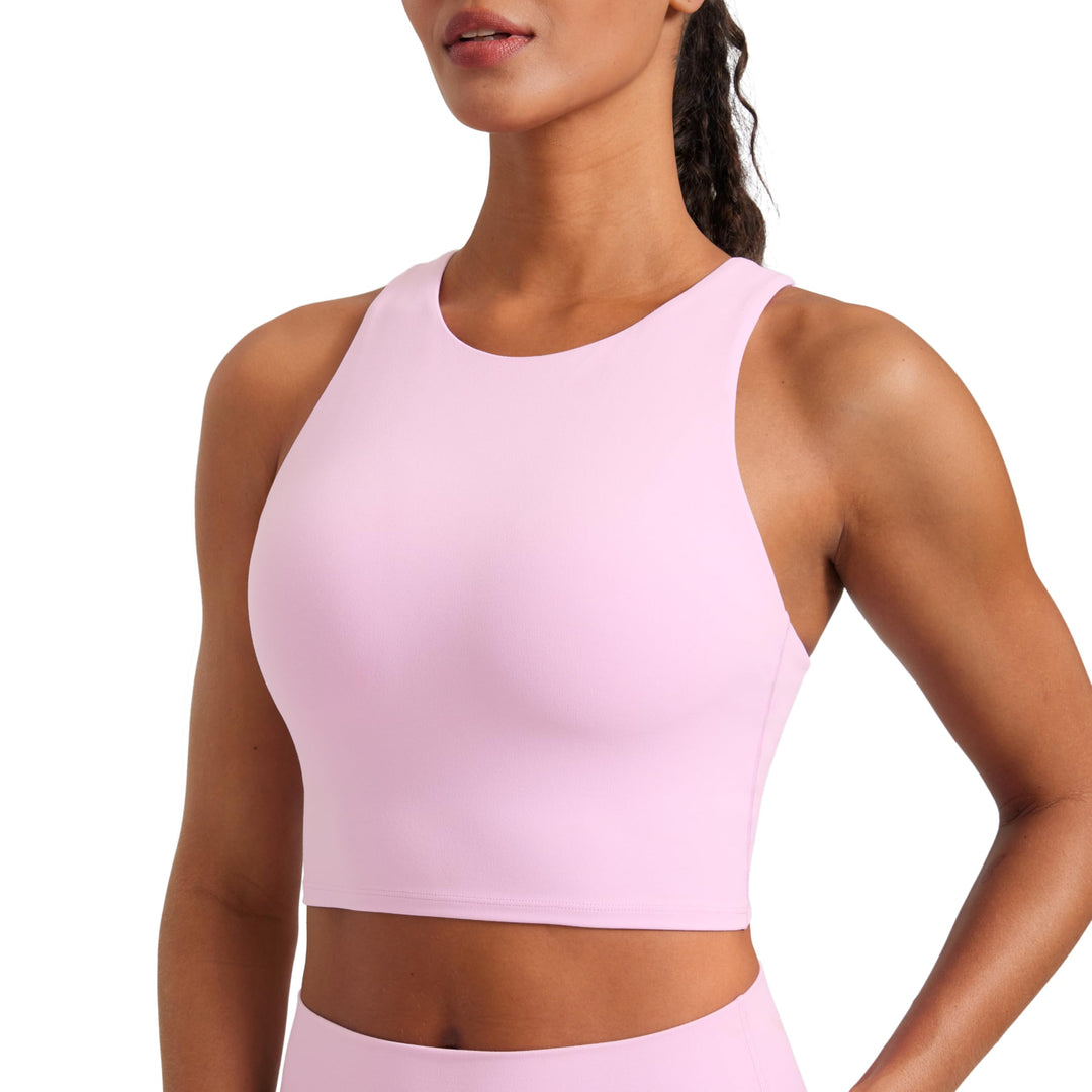 CRZ YOGA Damen Butterluxe Racerback Sport BH Gepolstert Ohne Bügel Crop Tops Longline Yoga Tank Top