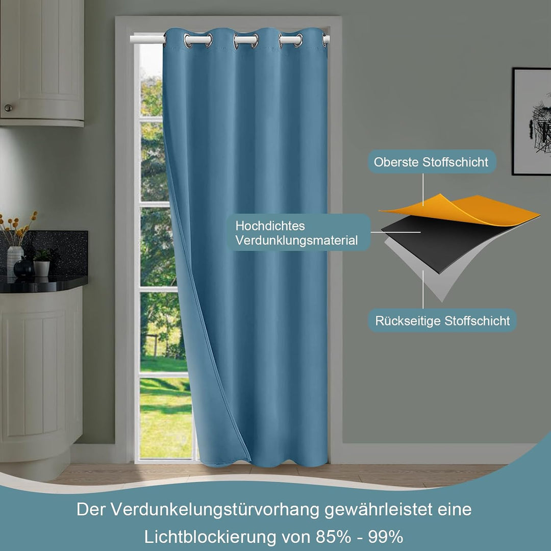 Lapalife Blackout Türvorhang mit Ösen,Raumverdunkelung Thermisch isolierter Vorhang Drapierung für T