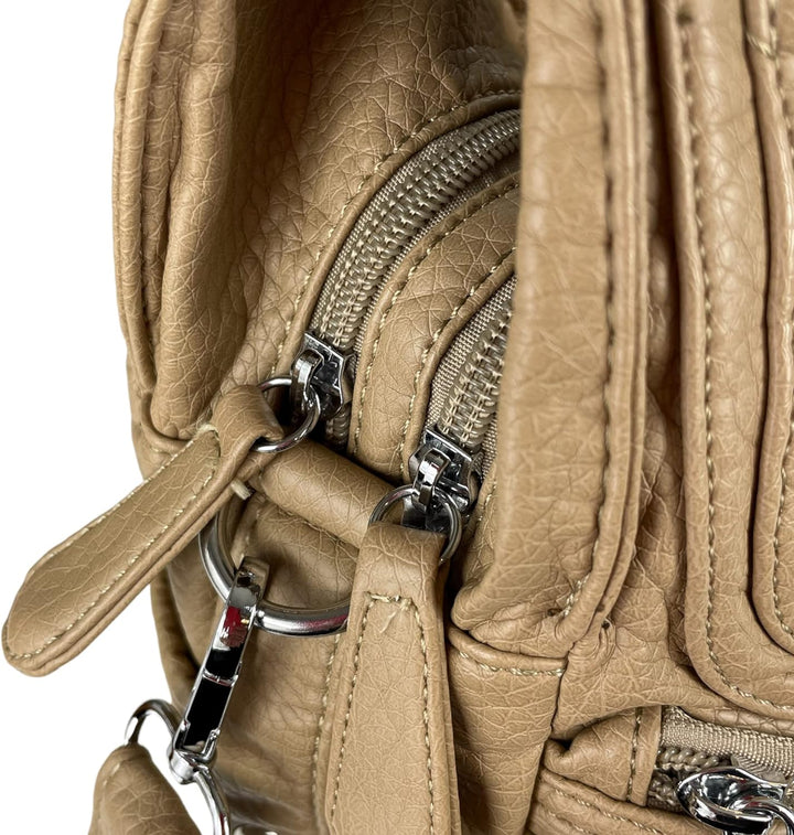 kennydoo Damen Handtasche/viele Fächer/Schulter-Trageriemen/modern & sportlich / AK11282- Beige, Bei