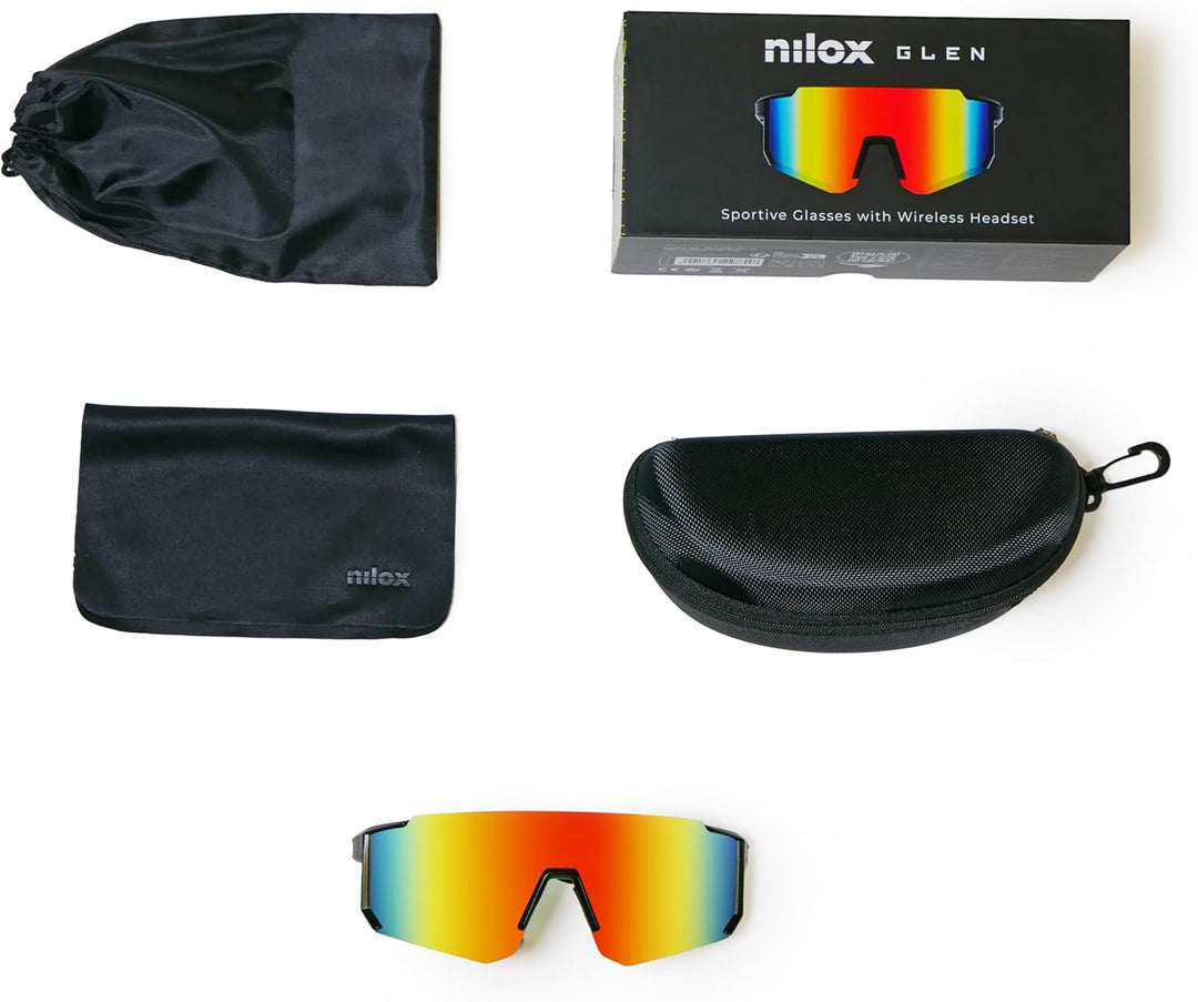 Nilox Glen Smarte Sportbrille, Open-Ear-Audio, Integrierte Lautsprecher, Siri & Google Sprachsteueru